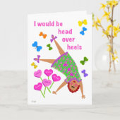 Head Over Heals Redhead Girl カード (黄色い花)