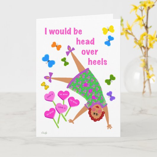 Head Over Heals Redhead Girl カード (黄色い花)