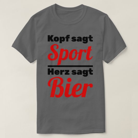 Head says sport heart says beer tシャツ (デザイン正面)