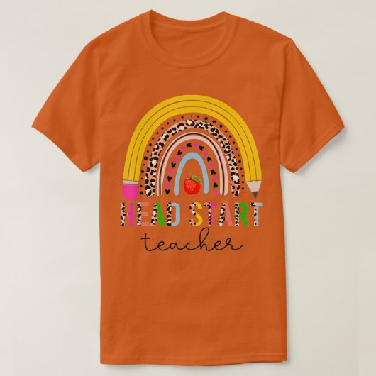 Head Start Teacher Back To School Rainbow Leopard Tシャツ (デザイン正面)