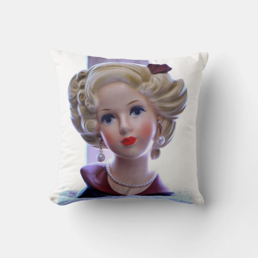 Head Vase Attitude Doll大きい毛の女性 クッション (正面)