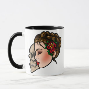 HeadCoffee Mug伝統的な入れ墨の女性 マグカップ