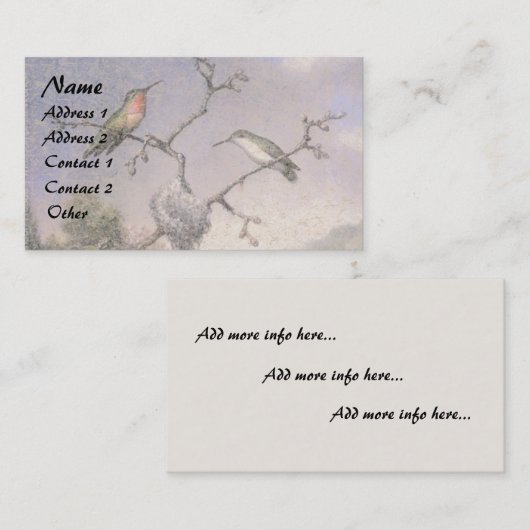 Headeのハチドリの鳥動物の巣の名刺 名刺 (正面/裏面)