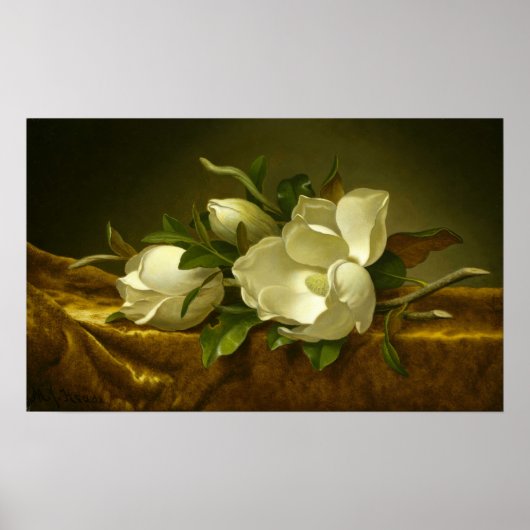 Heade - Magnoliasオン金ゴールドベルベット布 ポスター (正面)