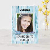 Heading to College名前をカスタムするPhoto onティール(緑がかった色)Blu カード (黄色い花)