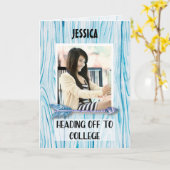 Heading to College名前をカスタムするPhoto onティール（緑がかった色）Blu カード (黄色い花)