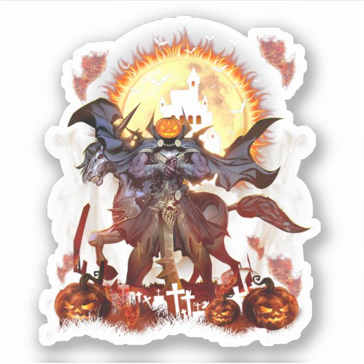 Headless Horseman Happy Halloween Pumpkin シール (正面)