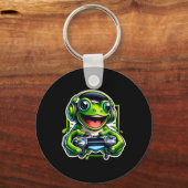 Headphone Video Game Frog Gaming キーホルダー (正面)