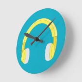 Headphones ラウンド壁時計 (傾斜)