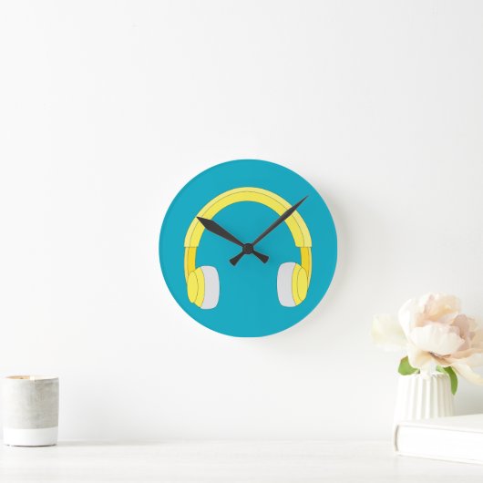 Headphones ラウンド壁時計 (ホーム)