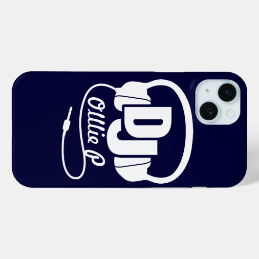 Headphones DJ名：青と白のグラフィック Case-Mate iPhoneケース (裏面 (横))