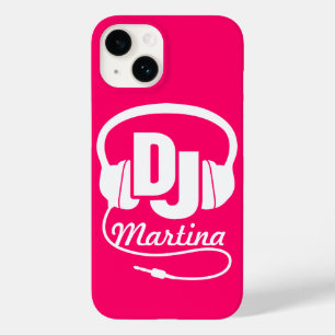 Headphones DJ girl名前pink & white iphone case Case-Mate iPhone 14ケース