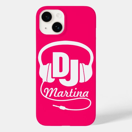 Headphones DJ girl名前pink & white iphone case Case-Mate iPhoneケース (裏面)