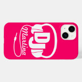 Headphones DJ girl名前pink & white iphone case Case-Mate iPhoneケース (裏面 (横))