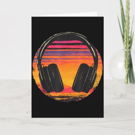 Headphones Music Dj Sunset Relaxed Music Headphone カード (正面)