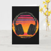 Headphones Music Dj Sunset Relaxed Music Headphone カード (黄色い花)
