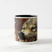 、headshotうなっている、オオカミ(イヌ属ループス)と ツートーンマグカップ (中央)