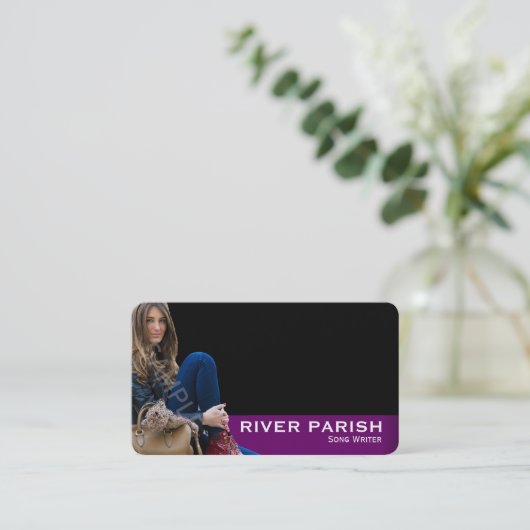 Headshotの名刺の紫色 名刺 (スタンド正面)