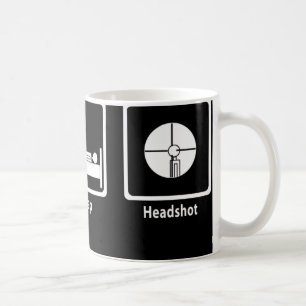 、Headshot - FPSのゲーマー食べて下さい、眠らせて下さい コーヒーマグカップ