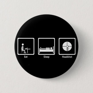 、Headshot - FPSのゲーマー食べて下さい、眠らせて下さい 缶バッジ