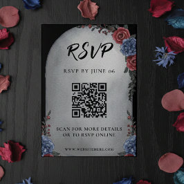 Headstone Floral Gothic Wedding QR Code RSVP エンクロージャーカード