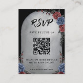 Headstone Floral Gothic Wedding QR Code RSVP エンクロージャーカード (正面)