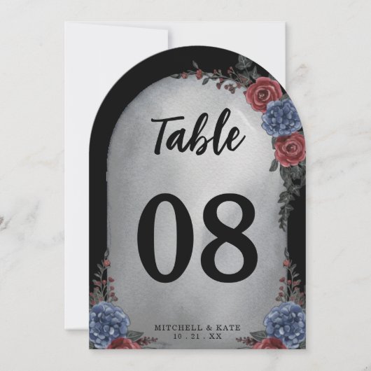 Headstone Floral Gothic Wedding Table Number 招待状 (正面)