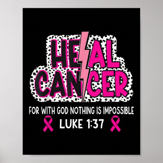 Heal Cancer 信じ God Christian Breast Cancer Aw ポスター (正面)