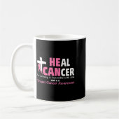 Heal Cancer Christian Believe God Breast Cancer Aw コーヒーマグカップ (左)