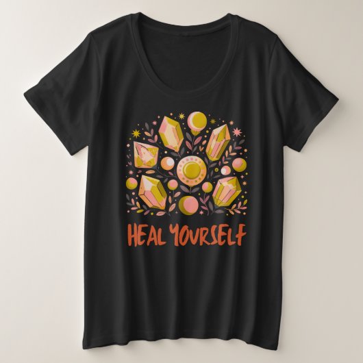 Heal Yourself Plus-Size Tee Celestial Crystal Top プラスサイズTシャツ (デザイン正面)