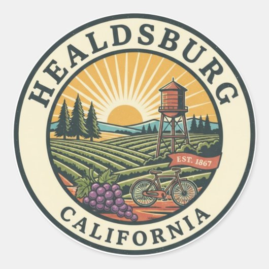 Healdsburg California Travel ラウンドシール (正面)