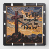 Healed By His Wounds: Sacrifice スクエア壁時計 (正面)