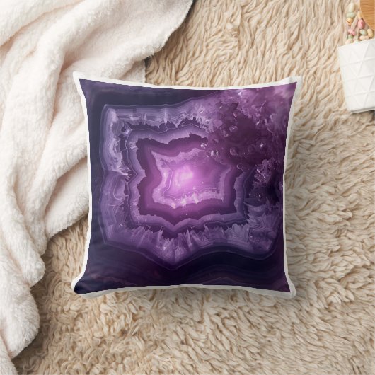Healing Crystal Slice Amethyst Geode Art クッション (ブランケット)