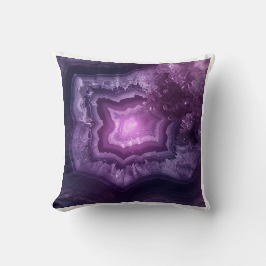 Healing Crystal Slice Amethyst Geode Art クッション (正面)