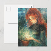 Healing Green Witch With Herbs ポストカード (正面/裏面)