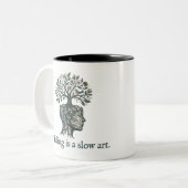 Healing is a Slow Art" Mindful Tree Roots Mug ツートーンマグカップ (正面左)