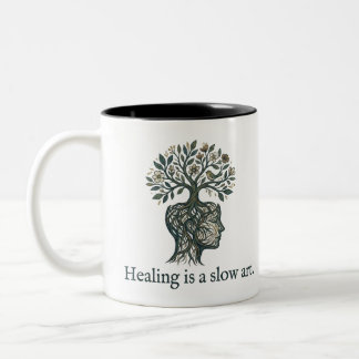 Healing is a Slow Art" Mindful Tree Roots Mug ツートーンマグカップ