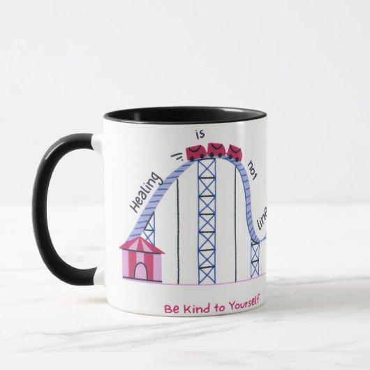 'Healing Isn't Linear' Cute & Comforting Quote Mug マグカップ (左)