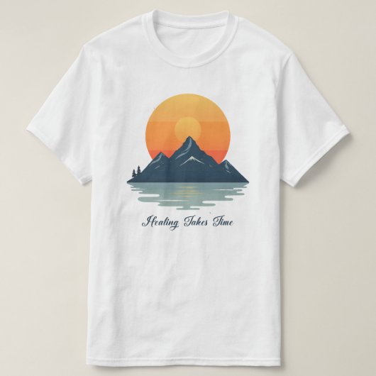 Healing Takes Time" Script Font T-Shirt | Minimali Tシャツ (デザイン正面)