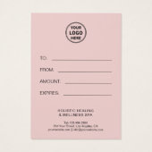 Health Coach Holistic Therapist Gift Certificate (裏面)