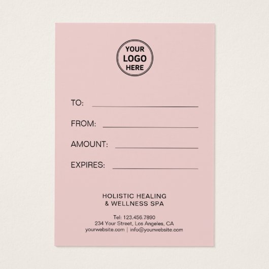 Health Coach Holistic Therapist Gift Certificate (裏面)