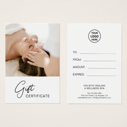 Health Coach Holistic Therapist Gift Certificate (正面&裏面)