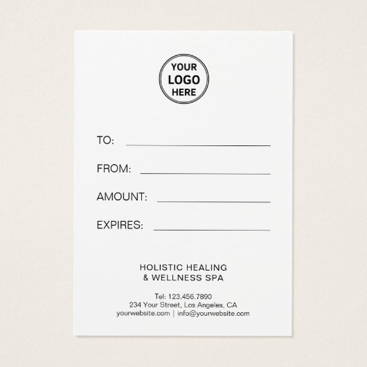 Health Coach Holistic Therapist Gift Certificate (裏面)