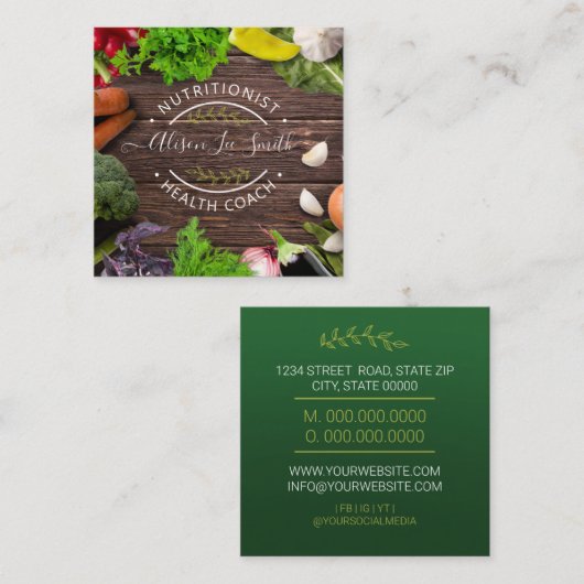 Health Coach Nutritionist スクエア名刺 (正面/裏面)
