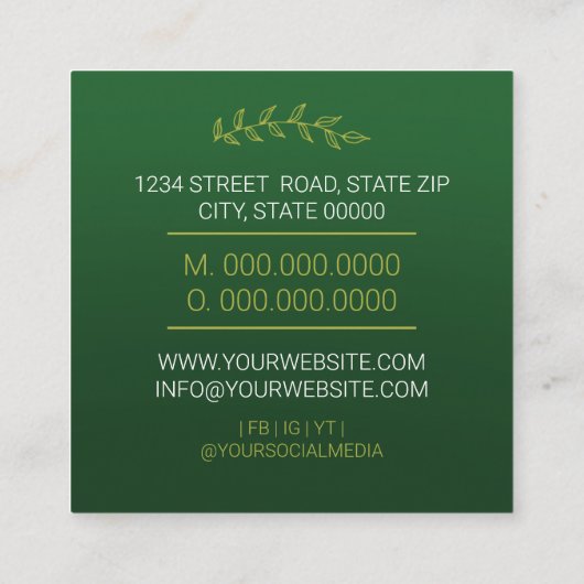 Health Coach Nutritionist スクエア名刺 (裏面)