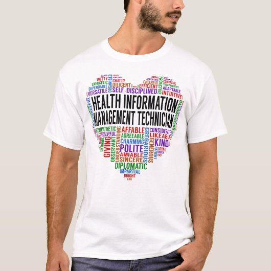 Health Information Management Technicianハート Tシャツ (正面)