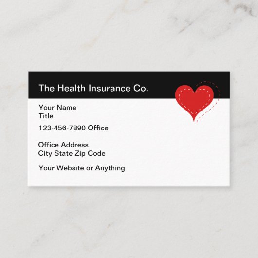 Health Insurance Agent Heart Graphic Business Card 名刺 (正面)