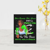 Health Warrior彼女はあなたを殴るリボン黒人女性 カード (黄色い花)