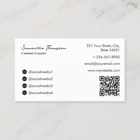 Health Wellness Blogger Content Creatorフルフォト 名刺 (裏面)