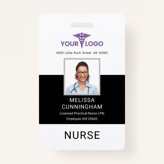 Healthcare Business Logo Employees Photo ID バッジ (正面)